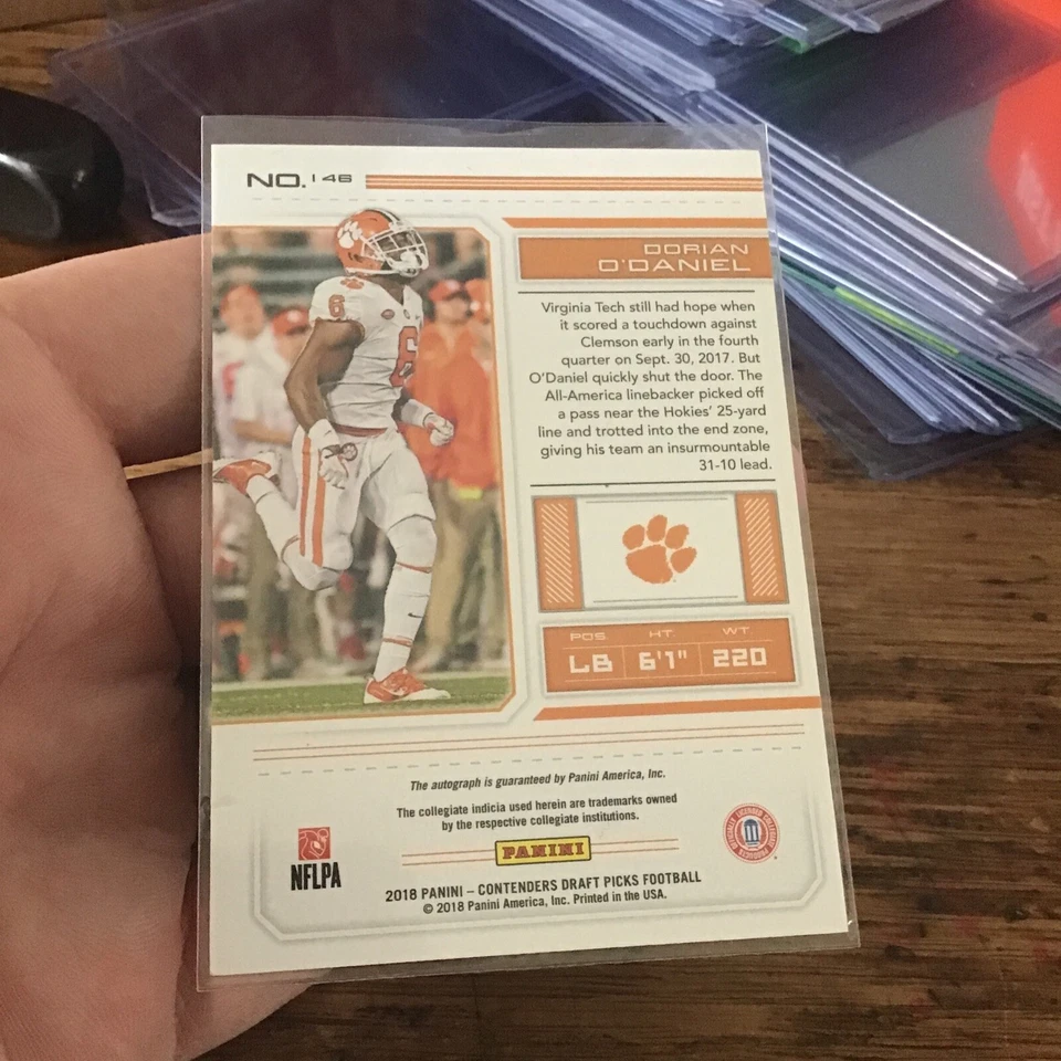 DORIAN O'DANIEL #146 2018 Panini Contenders Draft Picks AUTO RC CHIEFS - Image 2 of 2