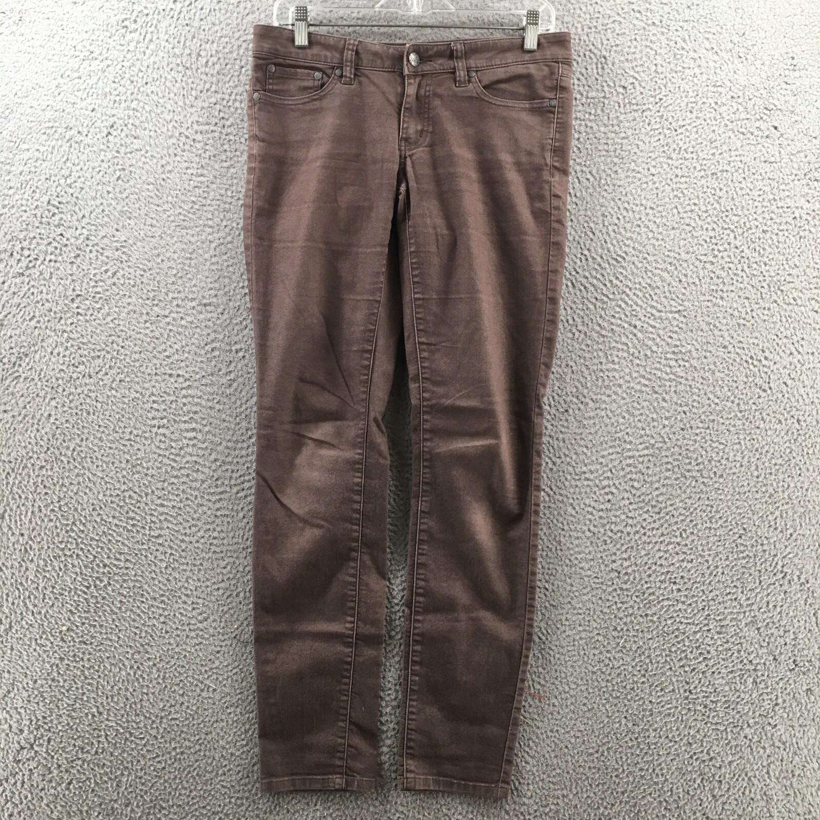 Womens 4/27 Brown Denim Low Rise Zip Fly Button Front Casual