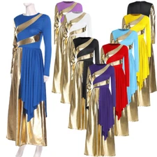 Women Bodysuit Tunic Dancewear Patchwork Jumpsuit Loose Fit Liturgical Ballet