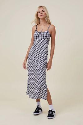 Cotton On Women's Reece Midi Slip Dress - Linda Check Black - Size M