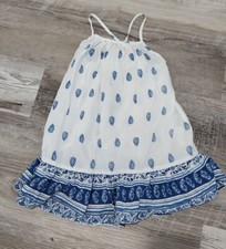 Girls Sunuva Dress 3-4 Blue White High Neck Sun Dress Bells Tassle