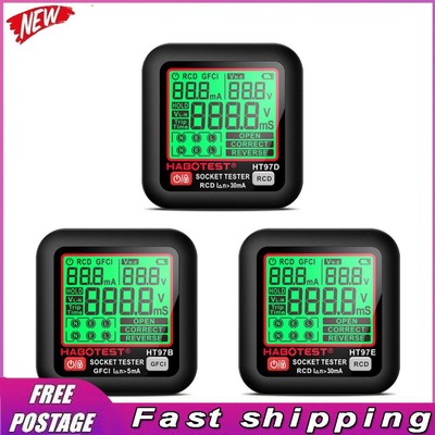 RCD GFCI Voltage Tester Large Display Outlet Checker Intelligent Leakage Testing
