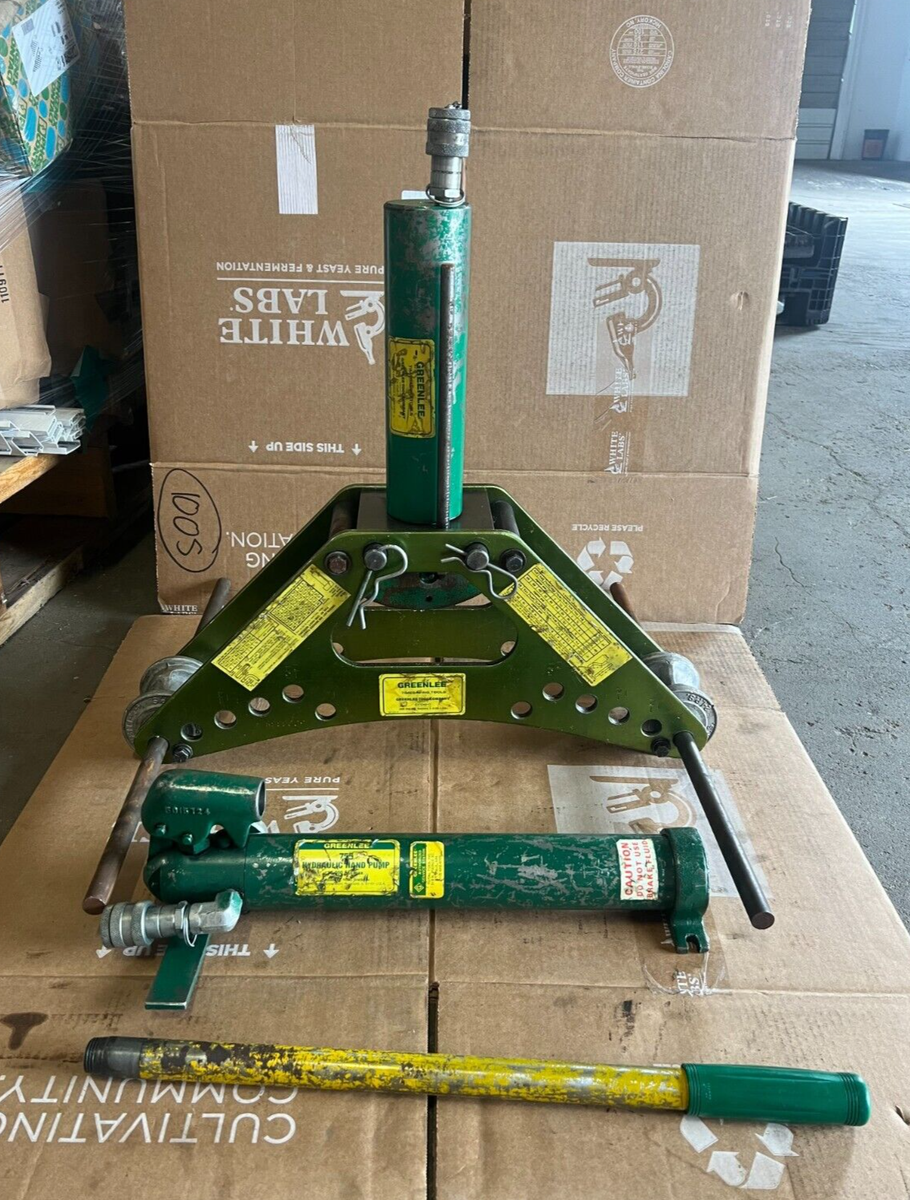 Greenlee 880 One-Shot Hydraulic Bender frame, ram, pump, and