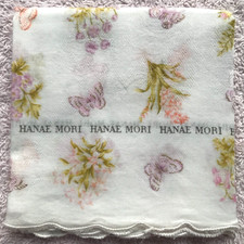 HANAE MORI Floral Butterfly Handkerchief Bandana Pocket Square
