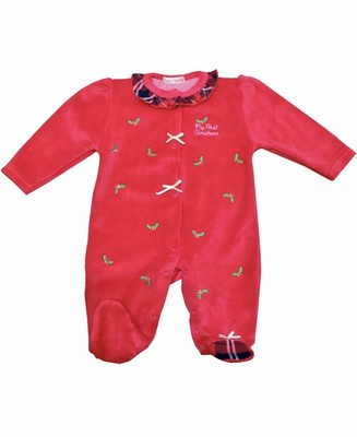 red tartan baby grow