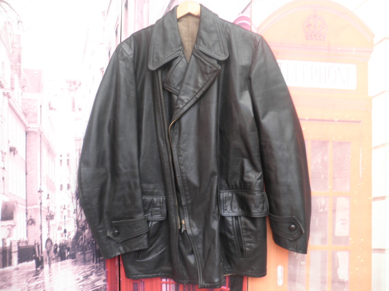MILITAR CHAQUETON CUERO GRUESO VINTAGE CHAQUETA ABRIGO CORTO MILITAR PILOTO 48