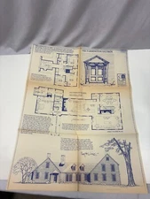 The Farmington Saltbox house fold out blue print advertisement  by CCH 23" x 18"