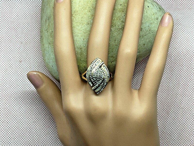 Sterling Diamond Accented Cocktail Ring 7.25 Solid 7.4g Nice!