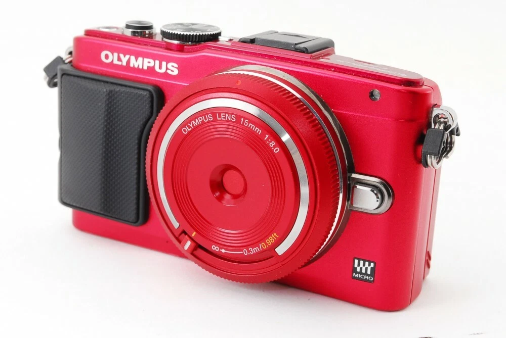 Olympus PEN E-PL6 16MP 15mm Lens Set Red [Exc+++] w/8GB SD Card,Flash [879]