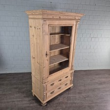 25128 Vitrine Geschirrschrank Gründerzeit 1880 massiv Kiefer Antik