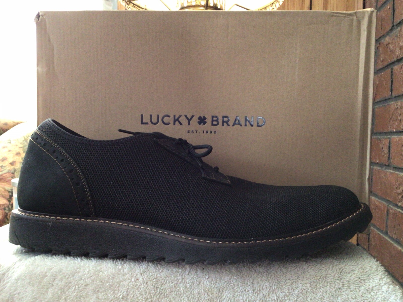 SAOLA Scarpe Oxford stringate uomo marca Lucky elasticizzate e pelle nere taglia 12