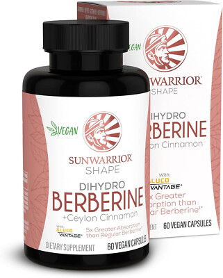 Sunwarrior Shape DIHYDRO BERBERINE Ceylon Cinnamon  - 60 Vegan Caps - Exp 10/26