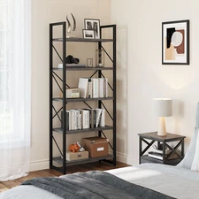 Meowloday 5 Shelf Wood Bookcase Bookshelf Storage Display Rack Book Shelving