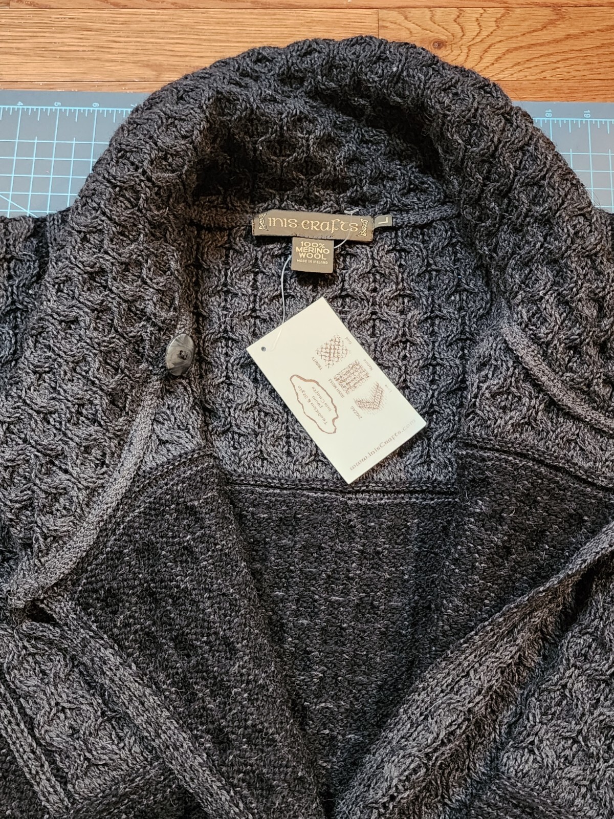Irish Two tone 100 Merino Wool Coatigan Made In Ireland Size L NWT irish-two-tone-100-merino-wool-coatigan-made-in-ireland-size-l-nwt