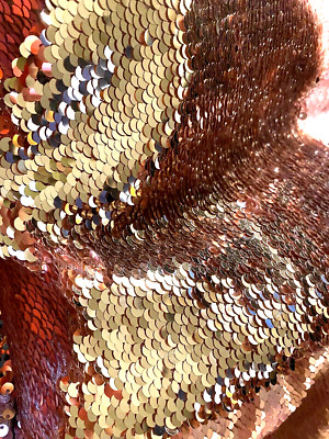 NEW! Sequin Fabric Pink Gold Sheer Backing Gown 3.5 yds x 54'' wide