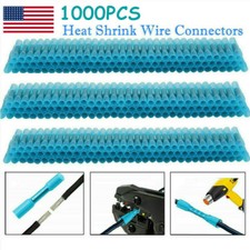 1000Pcs Heat Shrink Waterproof Wire Connectors Blue 14-16AWG Butt Seal Terminals