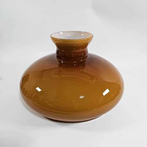 Vintage 80s Butterscotch Yellow Milk Glass Lamp Shade 9.5" Amber White MCM Flute