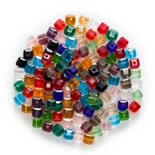 Mounted square faceted crystal glass bulk spacing bead jewelry making DIY