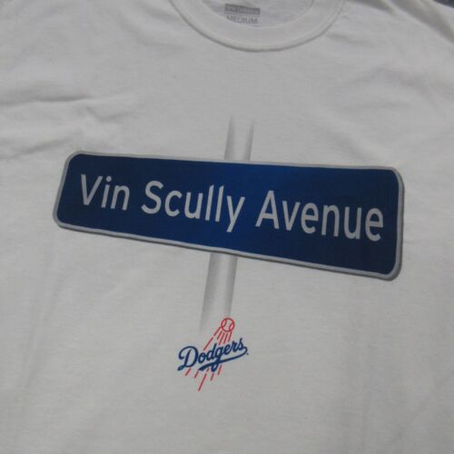 Los Angeles Dodgers Shirt Mens Medium White Vin Scully Graphic Short Sleeve MLB - Picture 2 of 9