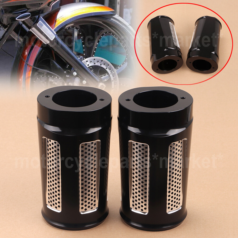 Black Cut Aluminum Front Fork Boot Slider Cover For Touring FLHT