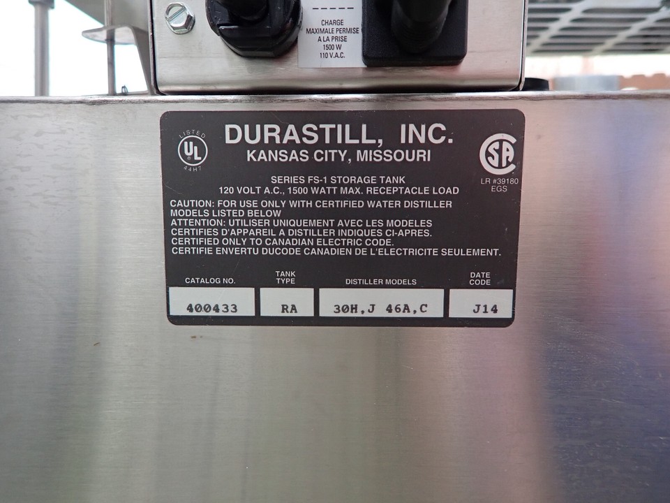 Durastill Water Distiller Model 30JK14 with 10 gallon Tank GREAT PICK