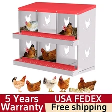 Chicken Nesting Box 6 Holes Nesting Boxes for Chicken W/Bracket Legs Laying Box