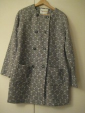 Clements Ribeiro Portobello Wool/polyester Blend Grey + White Short Coat, M