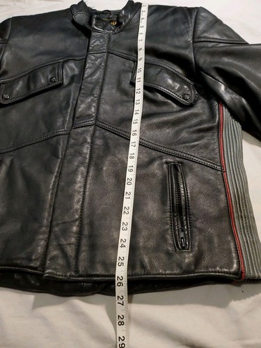 Vintage Yamaha Leather Jacket Black Padded Racer Motorcycle Biker Size 42/Mens M - Picture 7 of 19