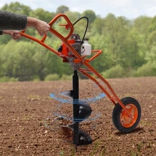 11" Bit Post Hole Digger Gas Powered 63cc 3hp Hand Push Earth Auger Ground Drill