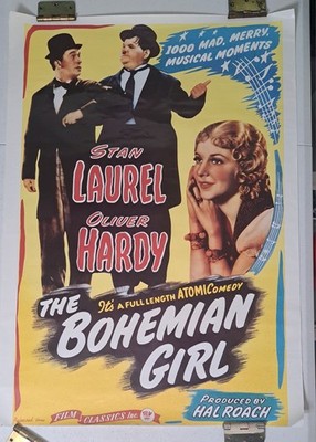 Laurel and Hardy Bohemian Girl Movie Poster 1989 Reprint 27 x 40