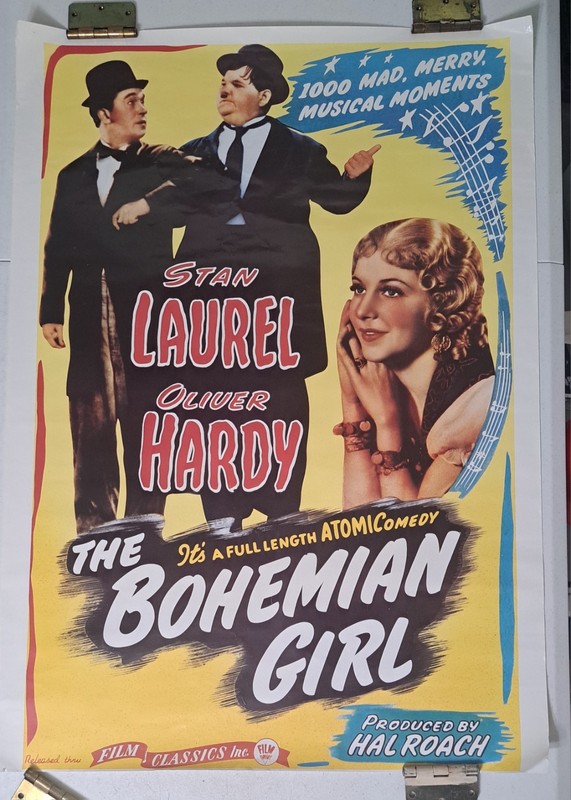 Laurel and Hardy Bohemian Girl Movie Poster 1989 Reprint 27 x 40