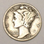 1927 Mercury Winged Head Dime 10 Cents Silver Coin F