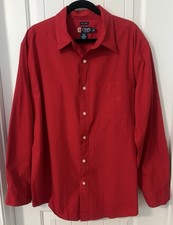 Chaps Mens XL Red Easy Care Dress Shirt Long Sleeve Classic Holiday