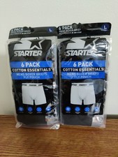 12-PACK BLACK Mens LARGE 95 -Cotton Essentials Boxer Briefs Fly Pouch Starter