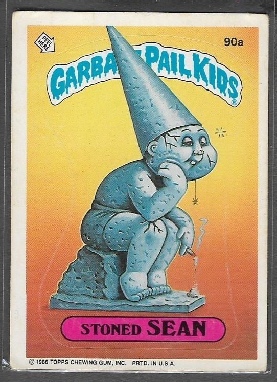 Stoned SEAN #90a 1986 Garbage Pail Kids trading card — raw and PSA graded price guide