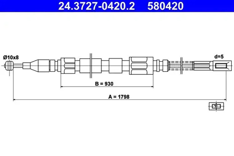 Handbrake cable 24.3727-0420.2 ATE for MERCEDES-BENZ T1 Van T1 Platform/Chassis