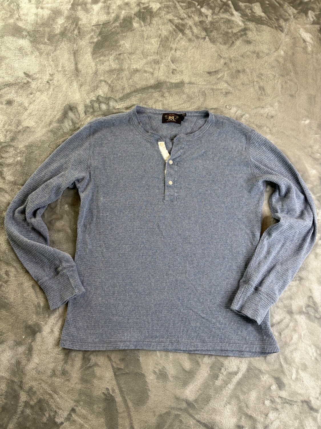 Double RL Men's T-Shirt L Blue Three-button Placket Rrl Ralph Lauren Shirt