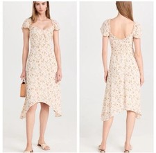 Reformation Maebry Julius Cream Floral Print Short Sleeve Midi Dress Size 6