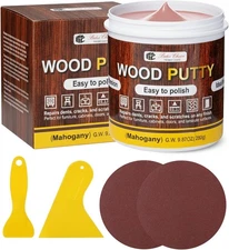 9.87 oz Mahogany Wood Filler Putty Repair, Paintable & Stainable for Cracks
