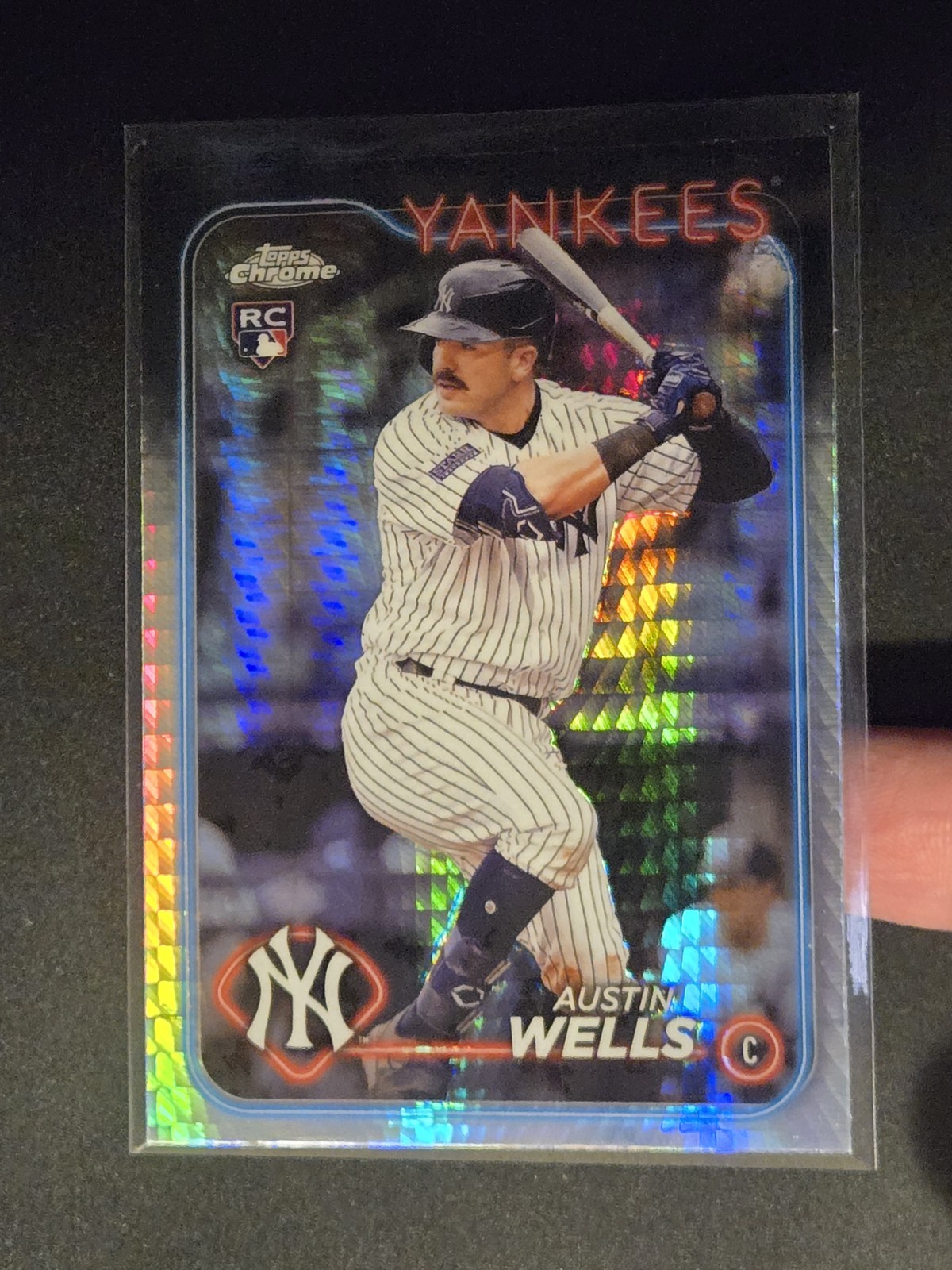 2024 Topps Chrome #281 Austin Wells RC Rookie Card Prism Refractor Yankees