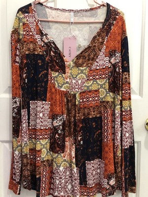 womens Cathy size 2XL long sleeve v-neck top