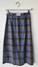 VINTAGE NEW 1960's Italian Plaid Mid-length Backslit Skirt Size