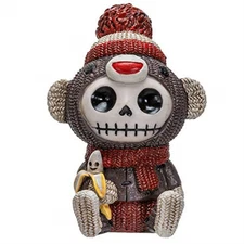 Furrybones Sock Munky Skeleton in Sock Monkey Costume Figurine