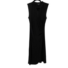 Banana Republic Black Sleeveless Ruched Sheath Dress Womens XS Career Stretch
