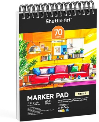 Shuttle Art Markerblock, 30,48 x 22,86cm Skizzenbuch für Alkohol Marker, 140 