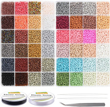 Glass Seed Beads for Bracelet Making Kit, 8/0 Small Pony Beads for Bracelet Neck