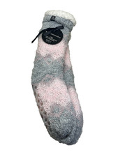 BCBG Maxazria Sherpa Lounge Socks Slipper Grippy Socks Pink  Gray Fuzzy NEW