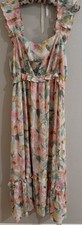 By The River Floral Ruffle Tiered Midi Dress Large Smocked Cottagecore Girlcore