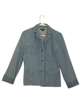 Gap Light Blue Denim Blazer Jacket Size Medium Y2k Three Button Cotton Casual