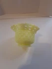 Vintage Pale Yellow Milk Glass Basket Weave Ruffled Edge Decorative Bowl Candy